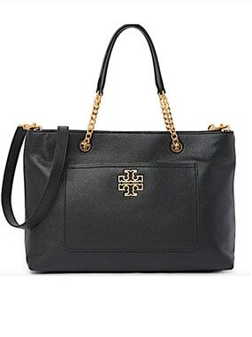 Tory Burch Shoulder Bag Britten 2-way Tan Leather Satchel